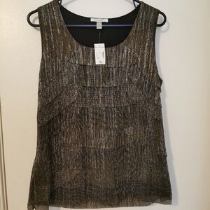 NWT Dress Barn gold and black sleeveless top, XL
